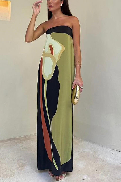 Ismeria - Abstract Strapless Maxi Dress
