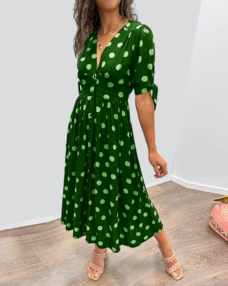 Bellamy - Polka Dots V-Neck Dress