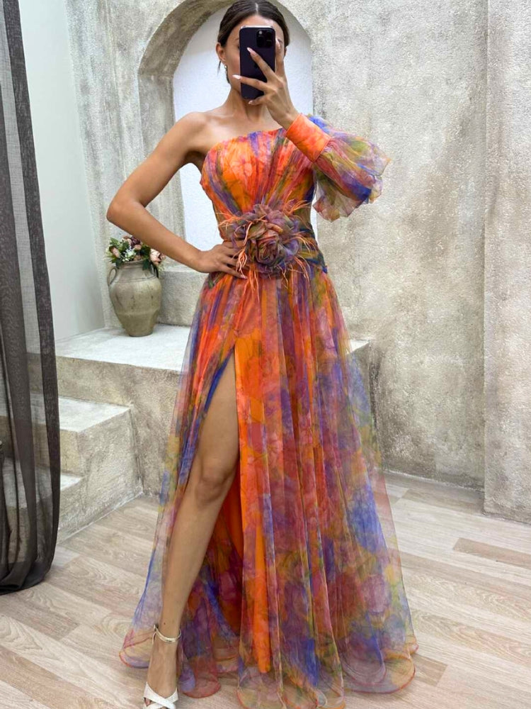 Gella - One-Shoulder Floral Maxi Dress