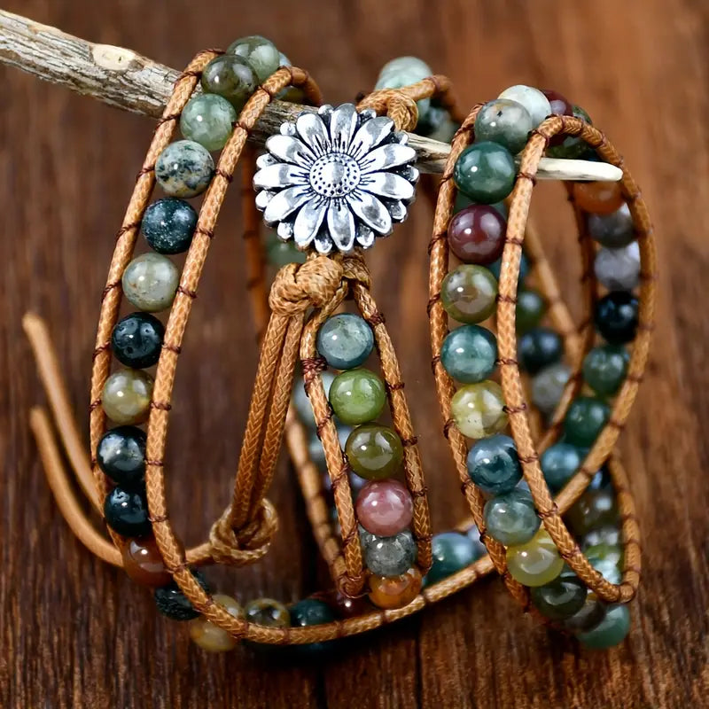 Green Agate Flower Harmony Bracelet