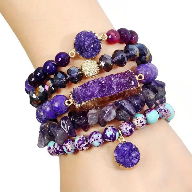 Amethyst Divine Protection Bracelet Set