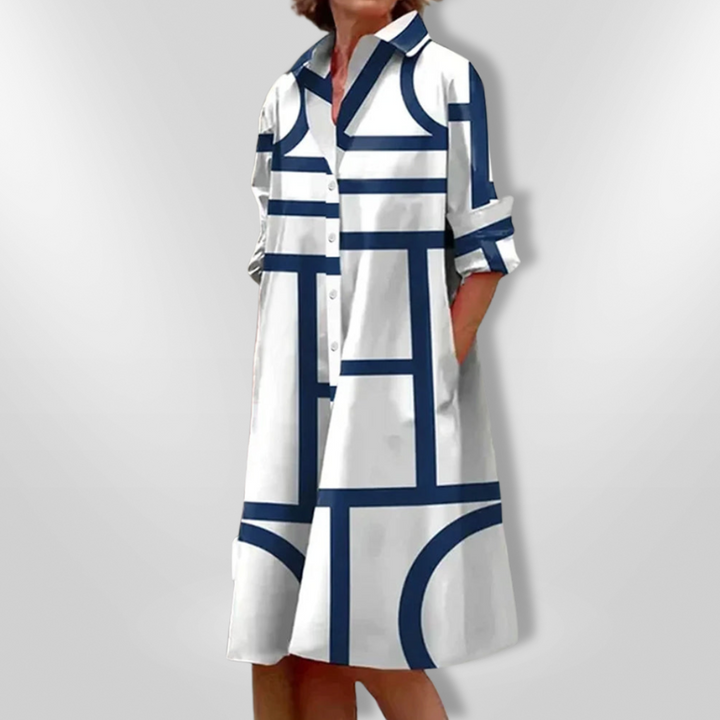 Nereida - Midi Dress with Geometric Pattern