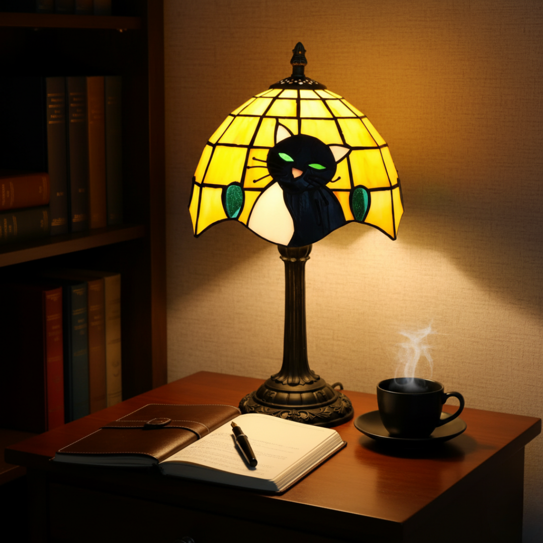 Royal Baroque Black Cat Table Lamp