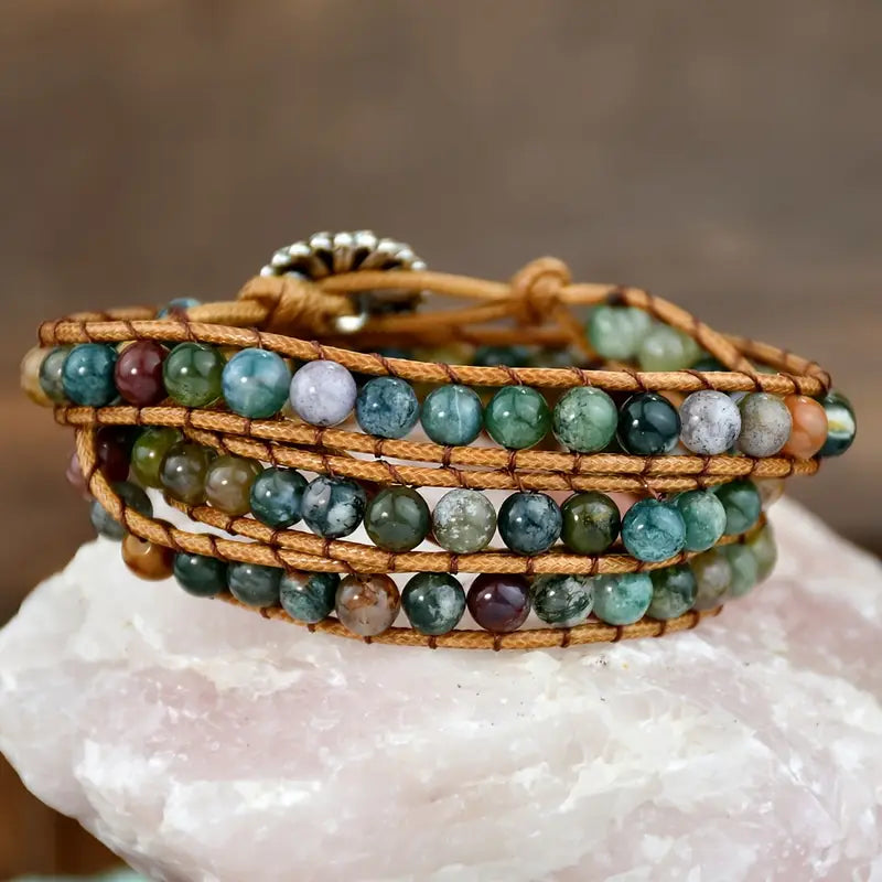 Green Agate Flower Harmony Bracelet