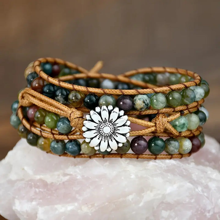 Green Agate Flower Harmony Bracelet