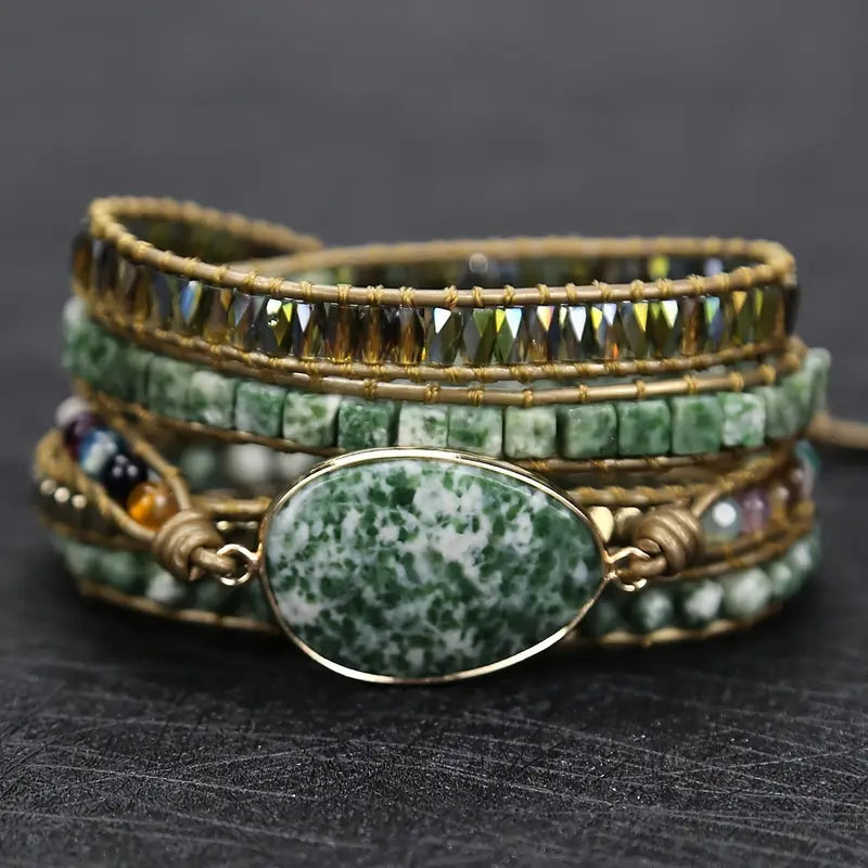 Forest Harmony Gemstone Wrap Bracelet