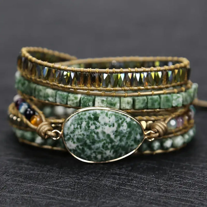 Forest Harmony Gemstone Wrap Bracelet
