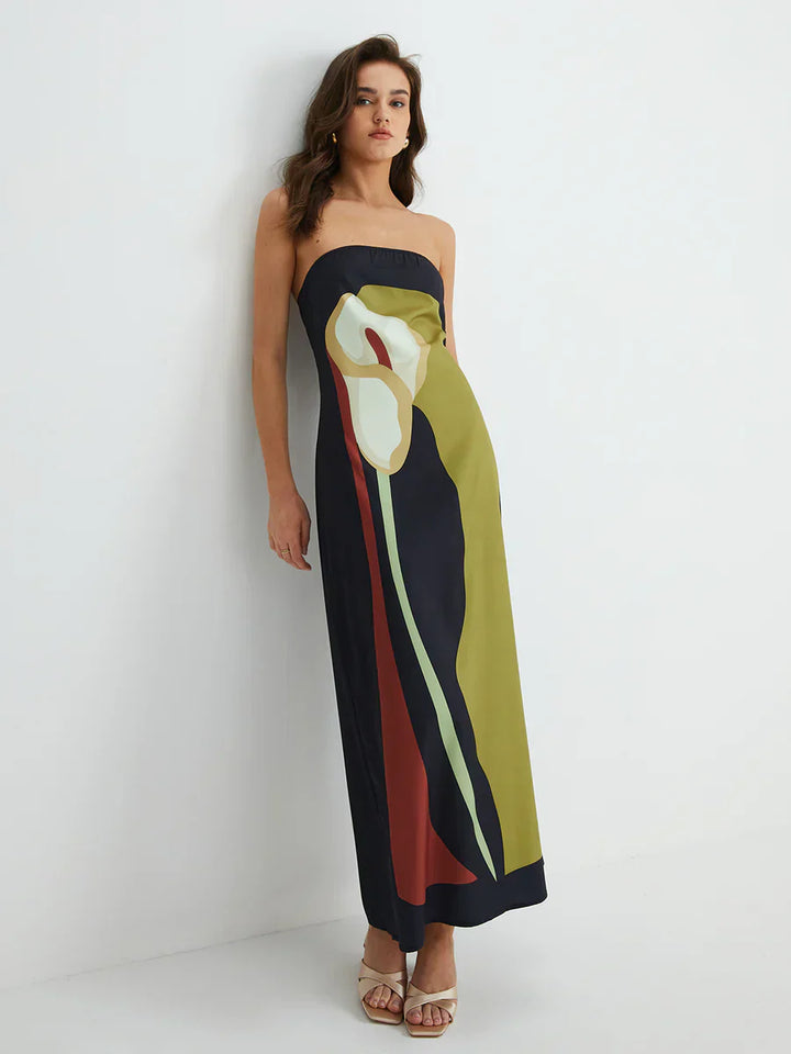 Ismeria - Abstract Strapless Maxi Dress