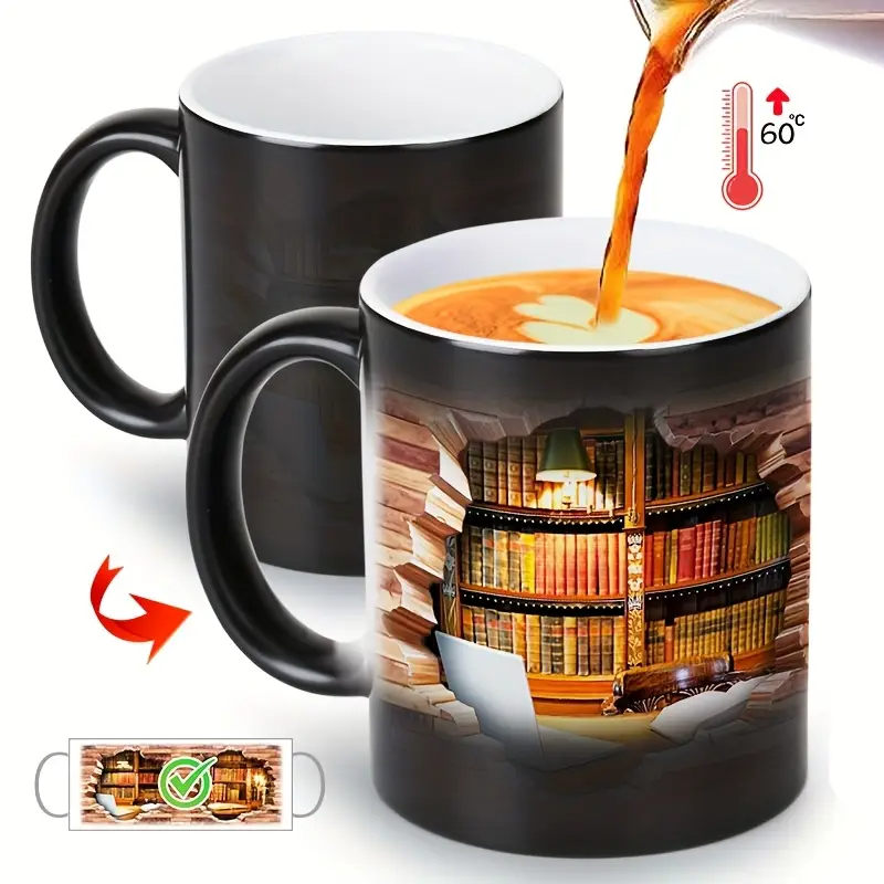 Charming Ceramic Mug with Library Heat Reveal