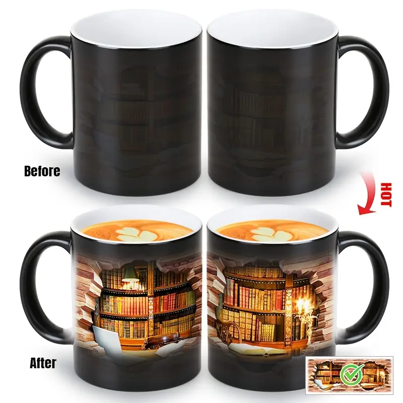 Charming Ceramic Mug with Library Heat Reveal