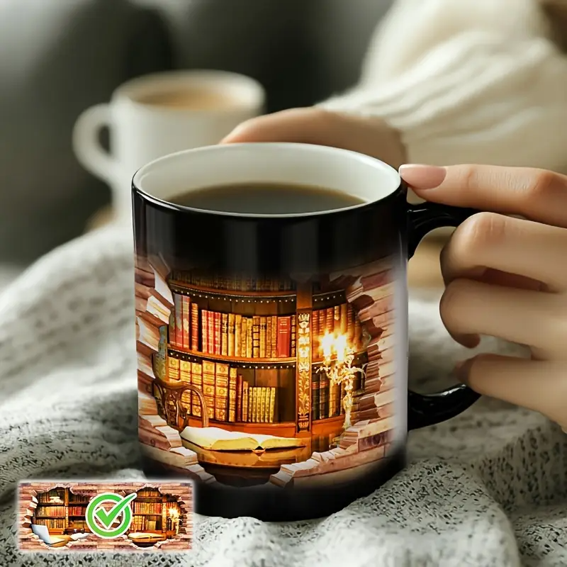 Charming Ceramic Mug with Library Heat Reveal