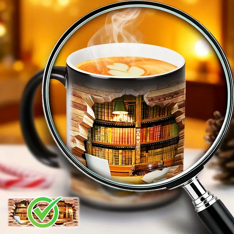 Charming Ceramic Mug with Library Heat Reveal