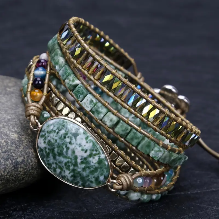 Forest Harmony Gemstone Wrap Bracelet