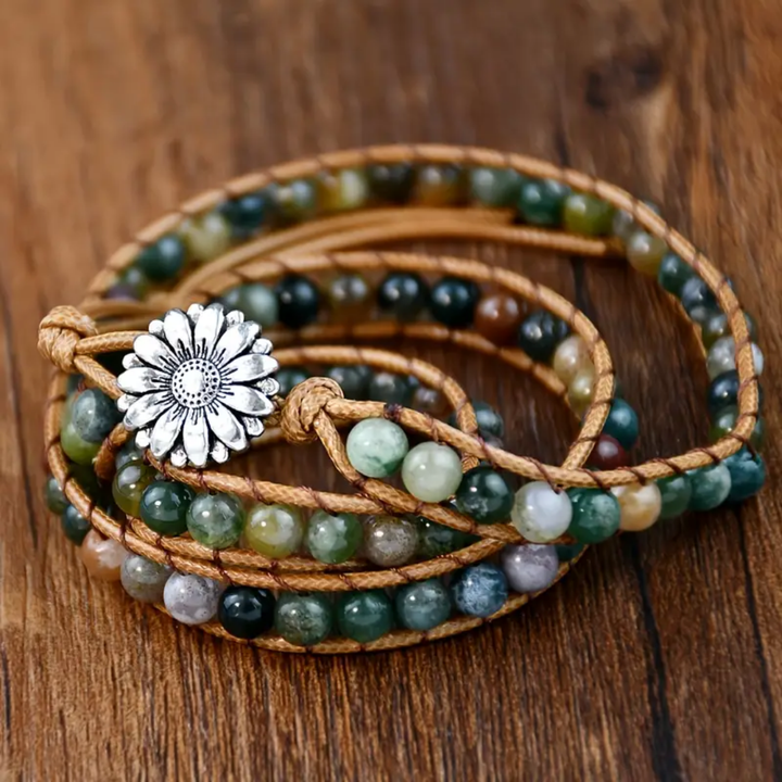 Green Agate Flower Harmony Bracelet