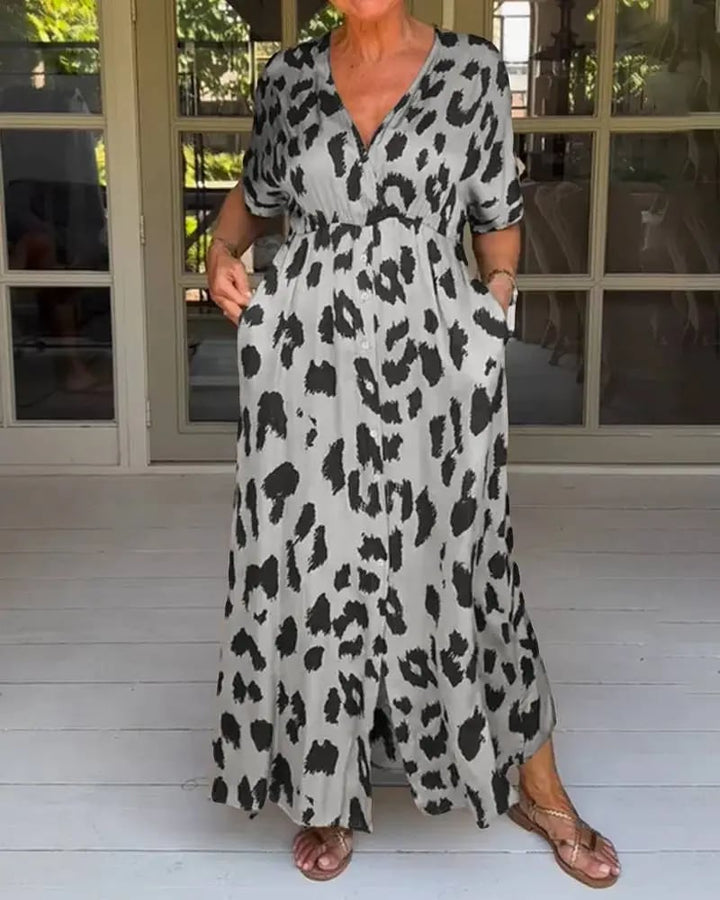 Leopard Print Maxi Dress -  Elegant Eris