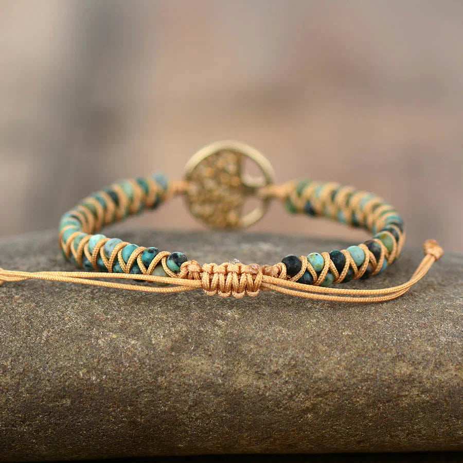 African Turquoise & Tree of Life Bracelet