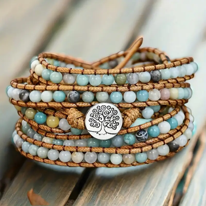 Tree of Life Amazonite Wrap Bracelet