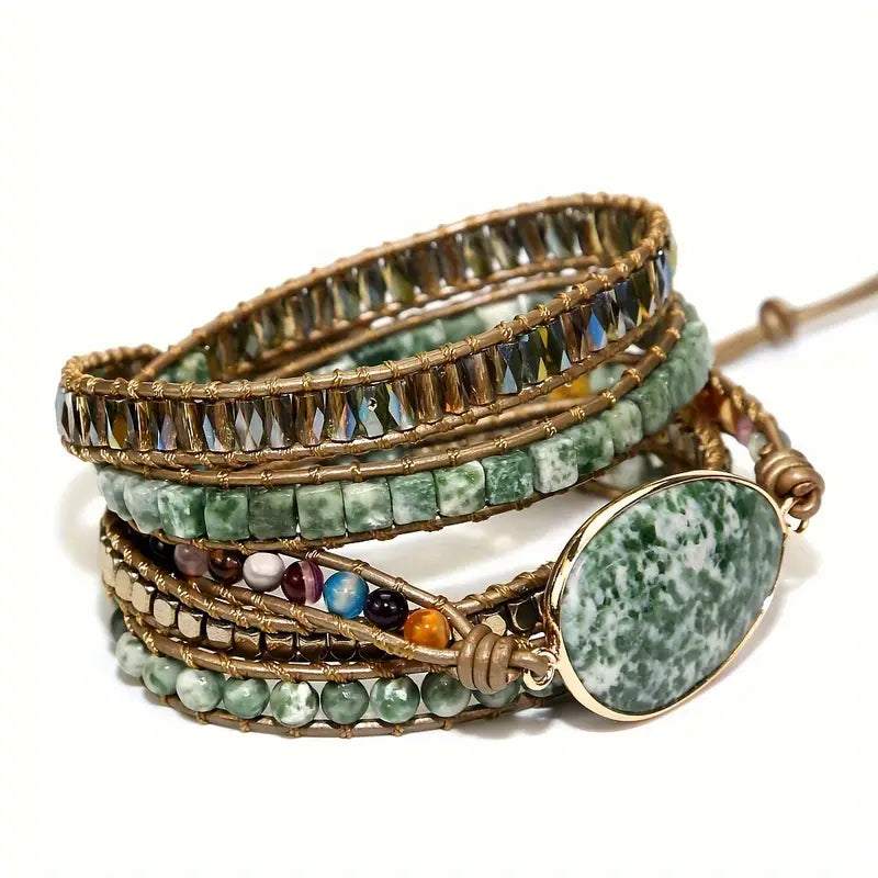 Forest Harmony Gemstone Wrap Bracelet