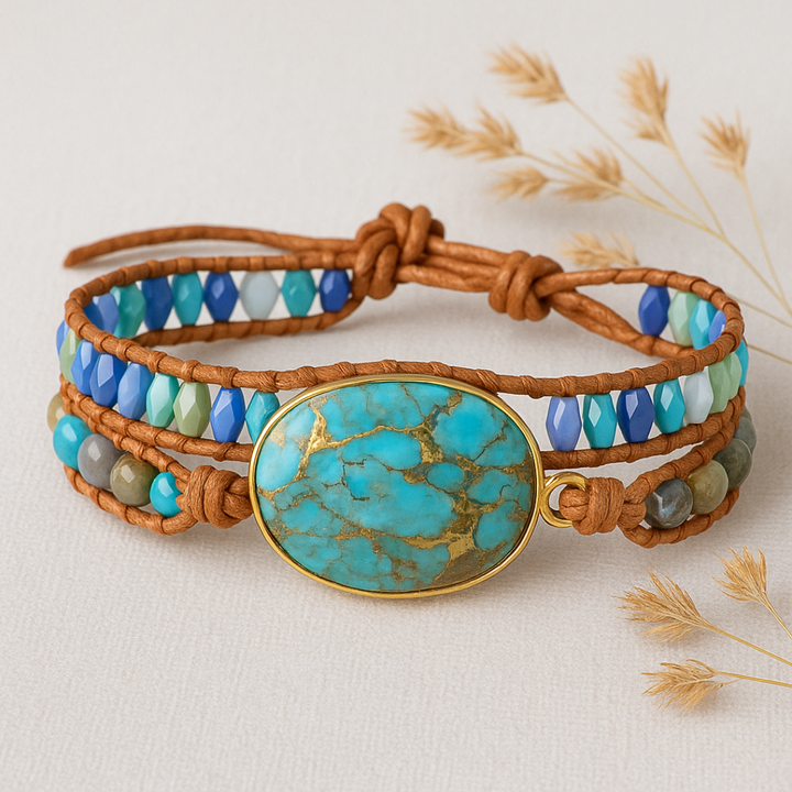 Handmade Turquoise Leather Bracelet